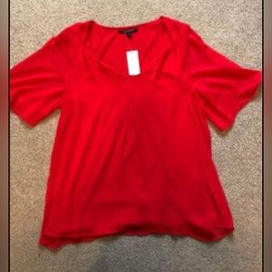 Brand New With Tags NWT Banana Republic Women’s Red Flutter Sleeve Top - Medium